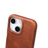 Knížkové pouzdro na iPhone 15 - iCarer, Oil Wax Real Leather MagSafe Brown