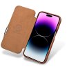 Knížkové pouzdro na iPhone 15 - iCarer, Oil Wax Real Leather MagSafe Brown