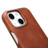 Knížkové pouzdro na iPhone 15 - iCarer, Oil Wax Real Leather MagSafe Brown