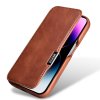 Knížkové pouzdro na iPhone 15 - iCarer, Oil Wax Real Leather MagSafe Brown