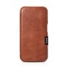 Knížkové pouzdro na iPhone 15 - iCarer, Oil Wax Real Leather MagSafe Brown
