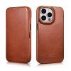 Knížkové pouzdro pro iPhone 14 Pro - iCarer, Curved Edge MagSafe Brown