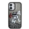 Ochranný kryt na iPhone 16 - Karl Lagerfeld, Liquid Glitter Scattered Black