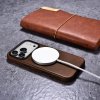 Kožený obal na iPhone 17 Pro - iCarer, OilWax MagSafe Brown
