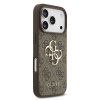 Ochranný kryt na iPhone 17 Pro - Guess, 4G Metal Logo Brown