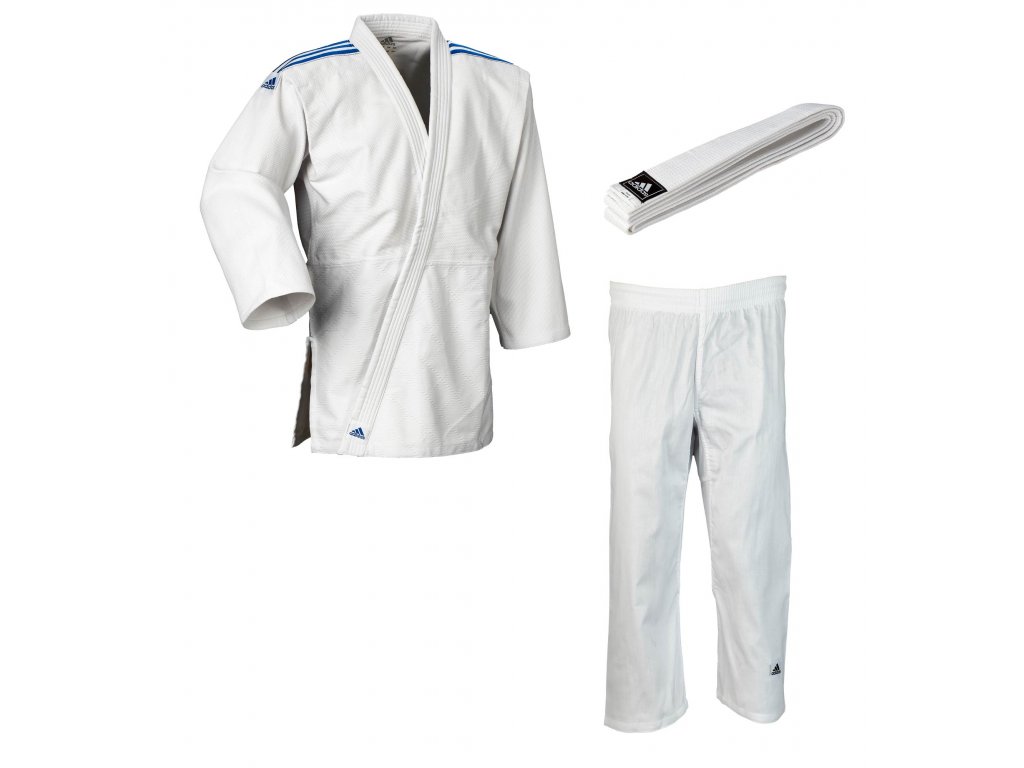 Adidas kimono Judo Club Bílé s modrými lampasy - IPPON SHOP