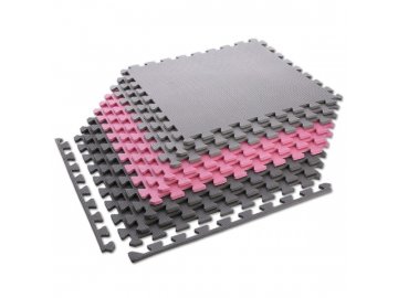Ochranná puzzle podložka ONE Fitness MP10 růžovo-šedá