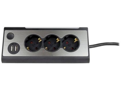 REV Light Socket Power Strip with USB and LED Light Type F Silver Black 4048599113950 05072021 03 p