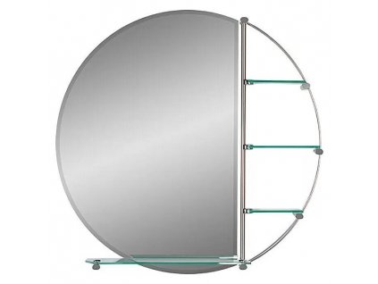Kulaté zrcadlo KristallForm Jaques s odkládacím prostorem / Ø 80 cm / skleněné police / ROZBALENO