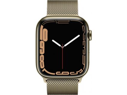 Chytré hodinky Apple Watch Series 7 / 45 mm / 32 GB / GPS + Cellular / milánský tah / Gold / ZÁNOVNÍ