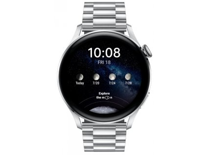 Chytré hodinky Huawei Watch 3 Elite 55026818 / 46 mm / 16 GB / GPS / 4G LTE / Stainless Steel Case & Stainless Steel Band / Silver / ZÁNOVNÍ
