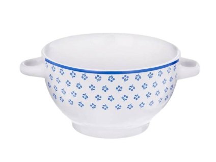 Keramická polévková miska Orion / motiv blue design drobný květ / Ø 14 cm / bílá / modrá