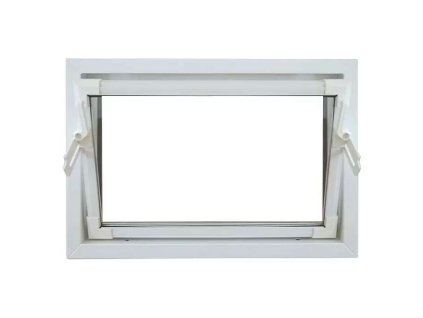 Výklopné okno Q59 do suterénu / 60 x 50 cm / plast / bílá