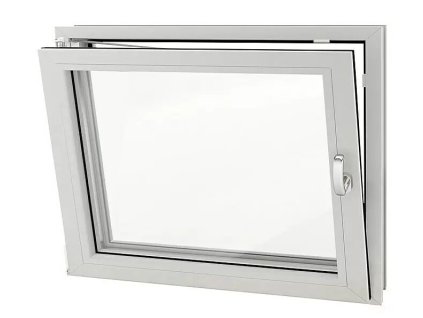 Suterénní plastové okno vyklápěcí 60 x 50 cm / levé / 2x izolační sklo 24 mm / bílá / ZÁNOVNÍ