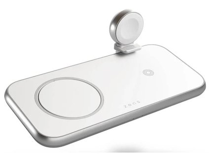 Bezdrátová nabíječka ZENS 4 v 1 Magnetic ZNSZEDC17W / 45 W MagSafe  / USB-C PD / USB-A / bílá/stříbrná