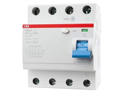 Elektrický jistič ABB 4pólový / RCCB F 204 / 63 A / 4-pin / 0,03A / šedá (iris-variant-id ivi0)
