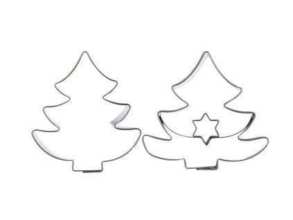 2dílná sada nerezových vykrajovátek / motiv stromek / se středem ve tvaru hvězdy / 4 x 4,5 x 1,5 cm / 2 ks / stříbrná (iris-variant-id ivi0)