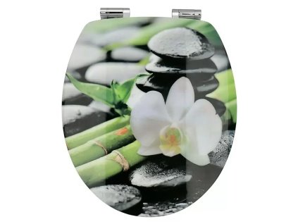 WC sedátko / Soft-Close / MDF / motiv orchidej / bílá/černá/zelená (iris-variant-id ivi0)
