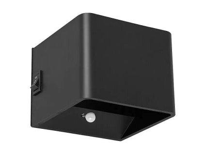 Akumulátorové LED nástěnné svítidlo / 10 x 10 x 8 cm / 1,2 W / teplá bílá / pohyblivý senzor / černá (iris-variant-id ivi0)