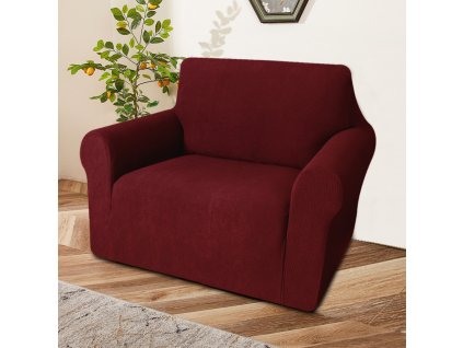 Elastický žakárový potah na křeslo BestBerg / vínová (iris-variant-id ivi0)