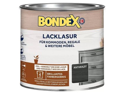 Kompaktní lazura na dřevo Bondex Lacquer Glaze 2v1 / 375 ml / hedvábný lesk / antracit (iris-variant-id ivi0)