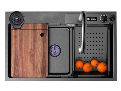 Multifunkční chytrý dřez BestBerg BBSS-10 / 75 x 45 x 22 cm / nerezová ocel