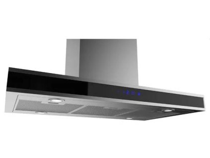 Ostrůvková komínová digestoř Guzzanti GZ 750 QUATRO / 52 dB / 210 W / 750 m³/hod. / nerez/černá