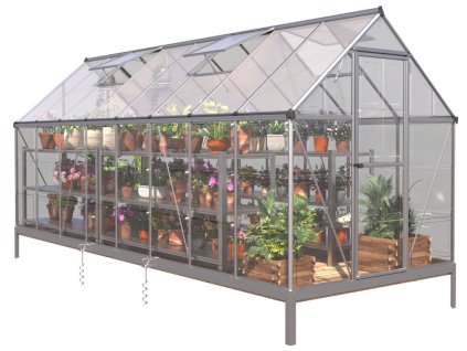 Skleník BestBerg SH-9 / 9 m² / 480 x 182 x 208 cm / stříbrná