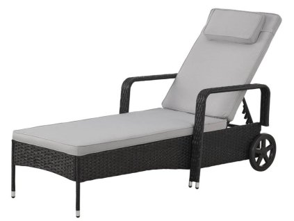 Ratanové lehátko BestBerg BBRF-1142BL / nosnost 120 kg / 180 g/m² / ocel/polyester / černá/šedá