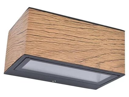 Venkovní LED nástěnné svítidlo Lutec Gemini / 14 x 8,9 x 6,5 cm / IP54 / 10,5 W / antracitová/dřevo