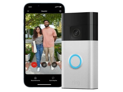 Videozvonek s kamerou Ring / 2400 Hz / IP65 / 2560 x 1440 px / nikl