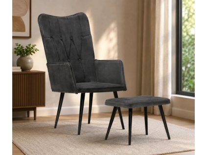 Křeslo s taburetem BestBerg 339670 / černá