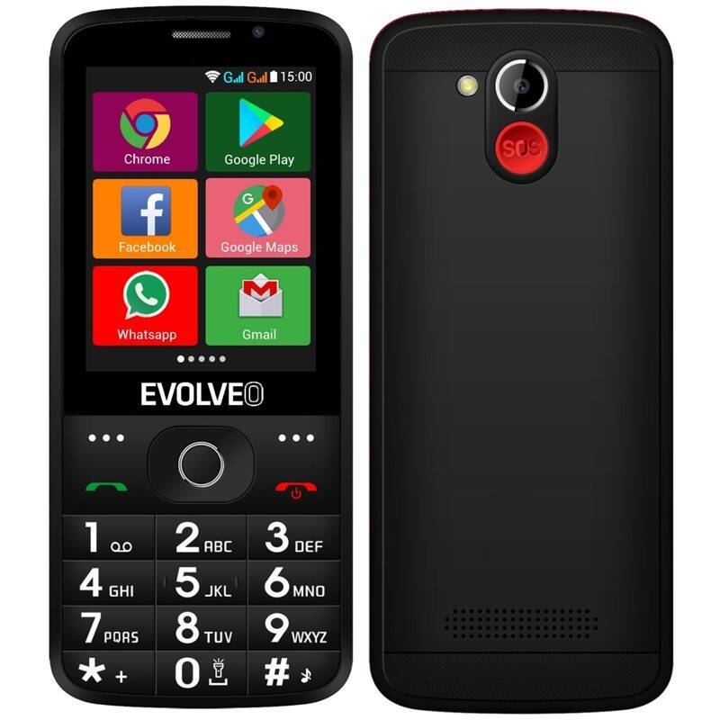 Mobilní telefon Evolveo EasyPhone AD (EP-900-ADB) / 4 GB / 320 × 240 px / Bluetooth / GPS / 2,8" (7,1 cm) / DUAL SIM / 1700 mAh / černá / ROZBALENO