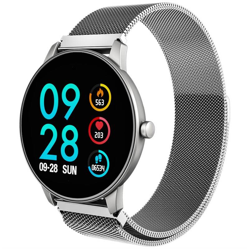 Fitness náramek Carneo SlickFit Oxygen+ (8588006962901) / 160 mAh / 240 × 240 px / Bluetooth 4.0 / 1,3" (3,3 cm) LED displej / stříbrná / ROZBALENO