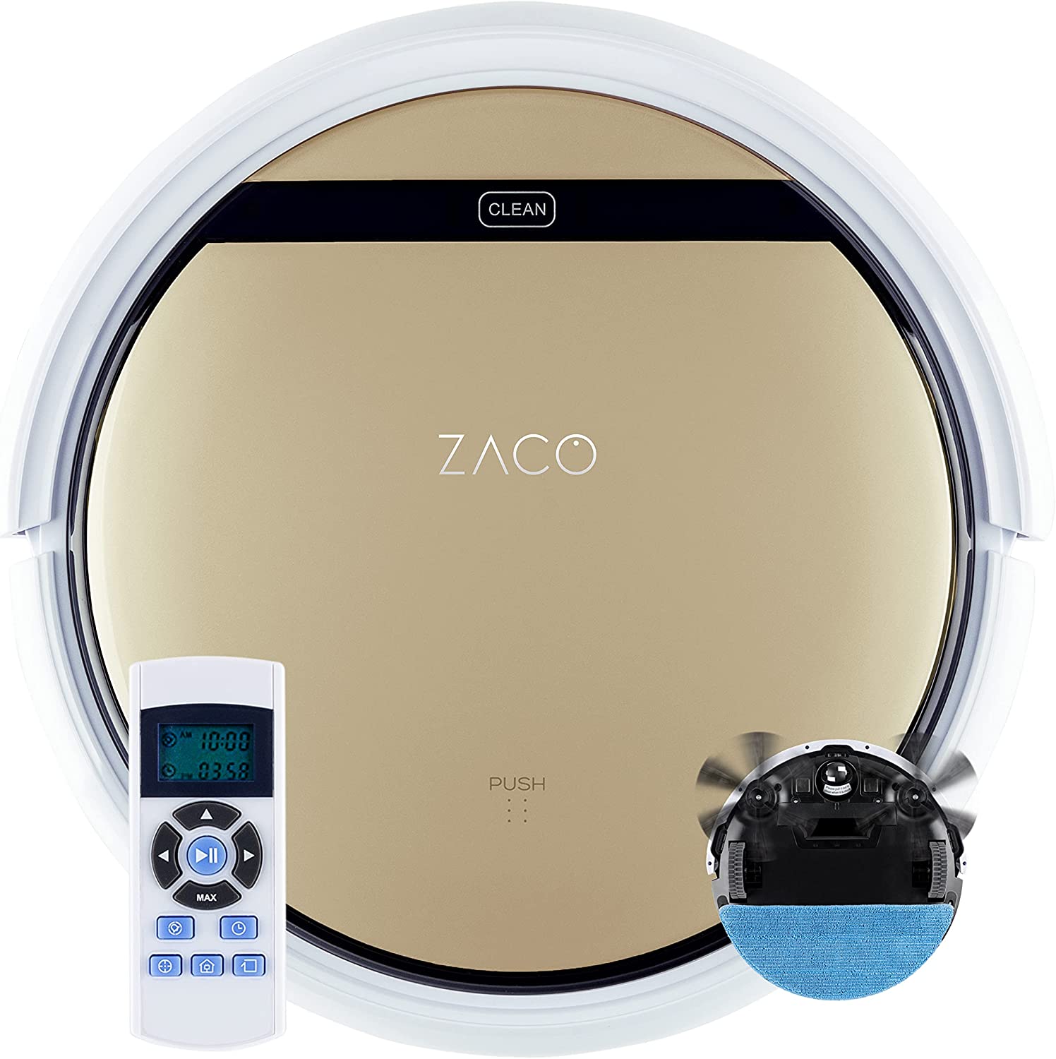 Robotický vysavač ZACO V5s Pro s funkcí vytírání / 14,8 V / 65 dB / zlatá / bílá / ZÁNOVNÍ