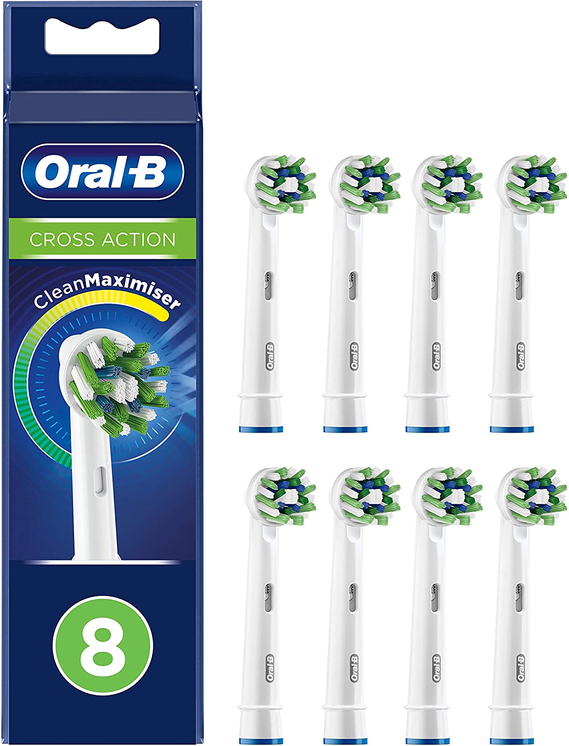 Hlavice zubních kartáčků Oral-B CrossAction se štětinami Cleanmaximiser / 8 kusů / POŠKOZENÝ OBAL