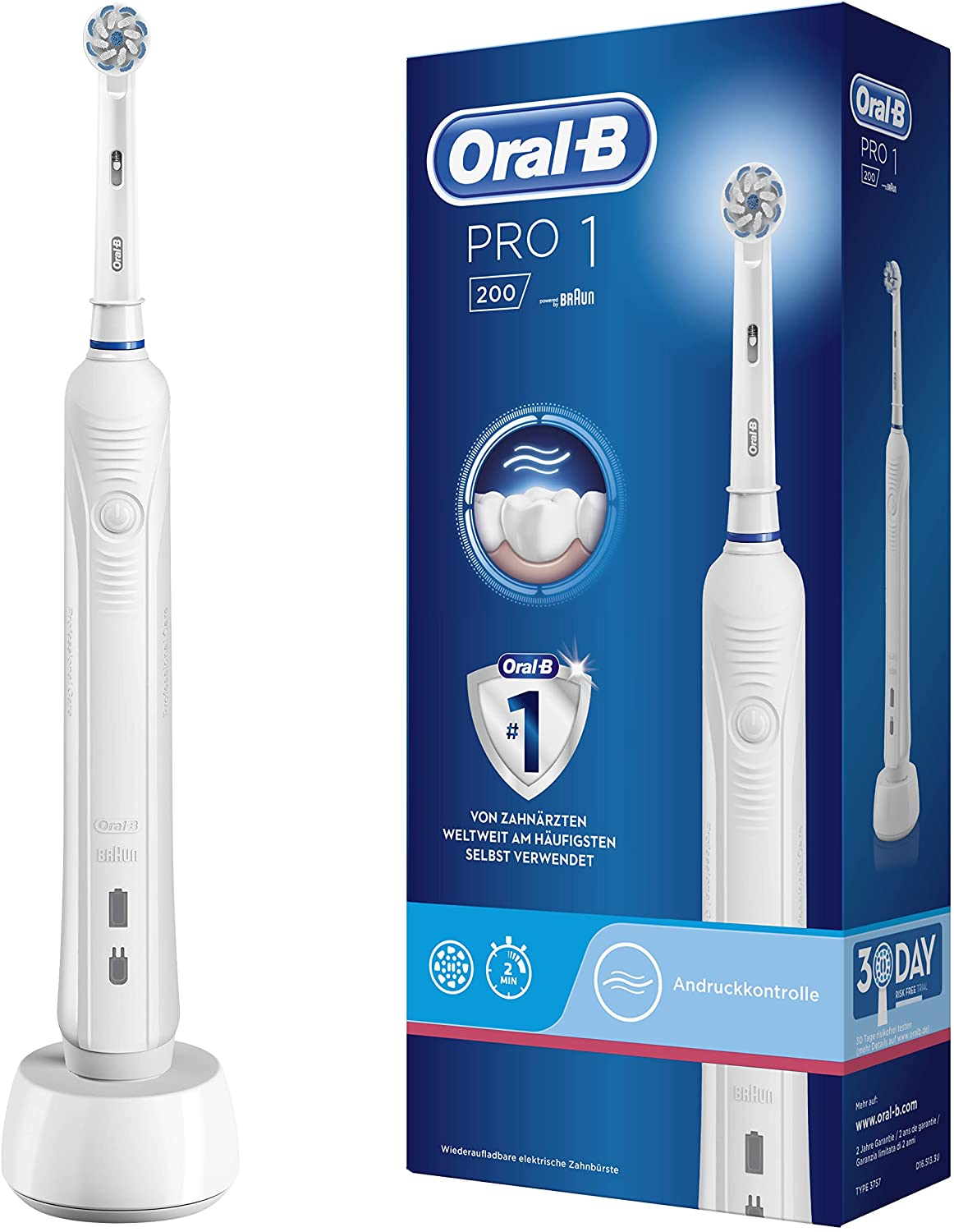 Elektrický zubní kartáček Oral-B PRO 1 200 / bílá / ZÁNOVNÍ