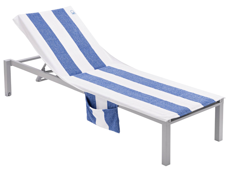 Potah na plážové křeslo Benetton Picnic s úložným prostorem 70x200+25cm / Modrá / Bílá