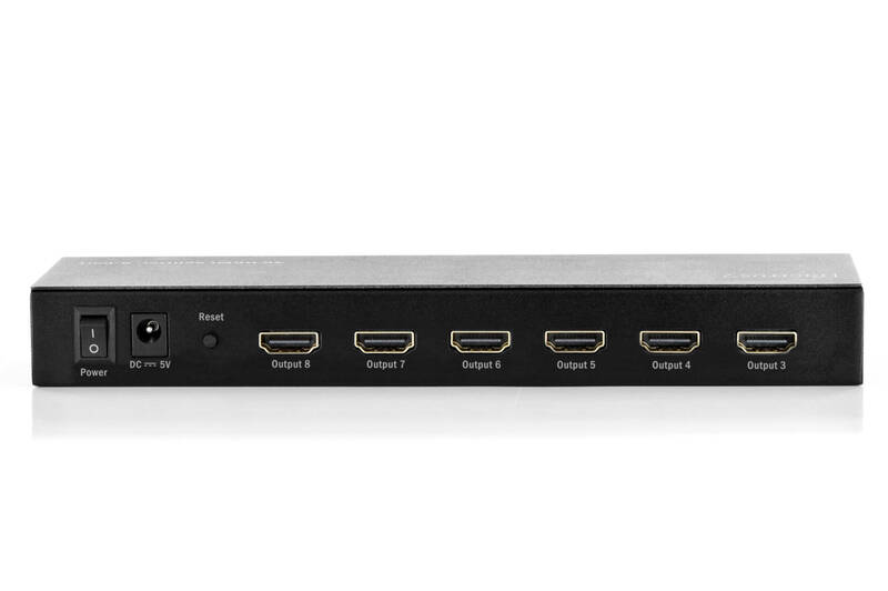 HDMI rozbočovač Digitus 8 port, podpora 4K / DS-43303 / černá / ROZBALENO