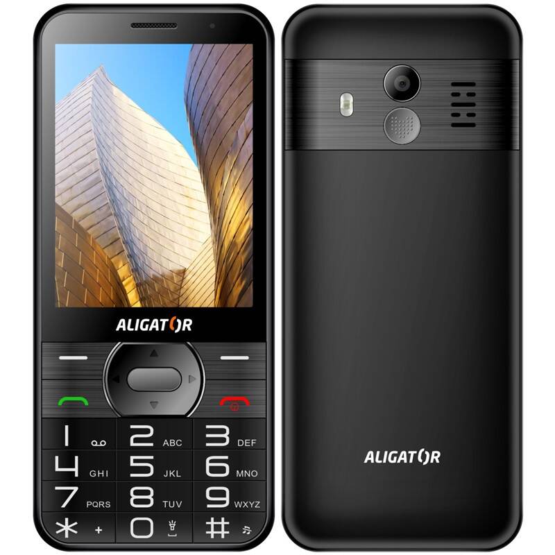 Mobilní telefon Aligator A900 Senior + nabíjecí stojánek (A900B) / 1600 mAh / SOS tlačítko / 320 x 240 px / 3,2" (8,1 cm) TFT displej / černá /…