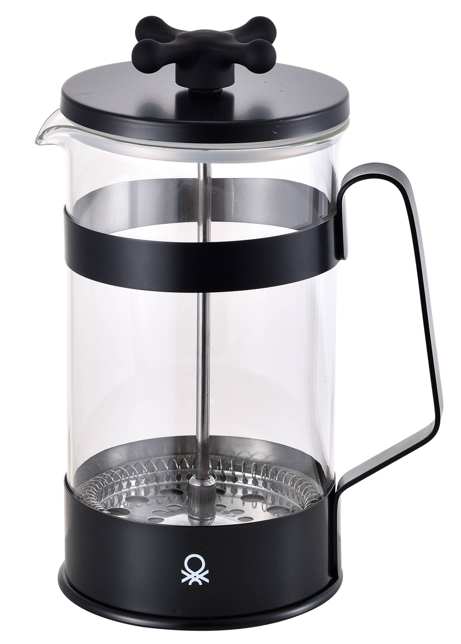 Kávovar French Press United Colors of Benetton Black & White BE-0682-BK / 0,6 l / borosilikátové sklo / nerez / černá