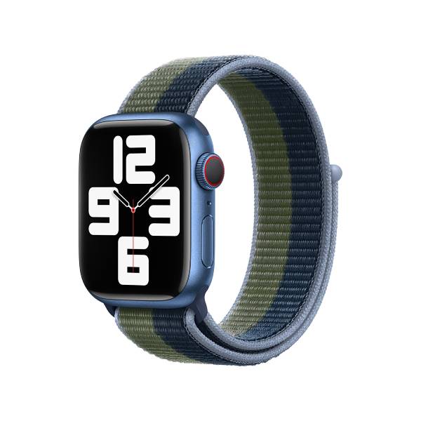 Provlékací sportovní řemínek pro Apple Watch 45/44/42 mm tmavě modrá / mechově zelená / POŠKOZENÝ OBAL