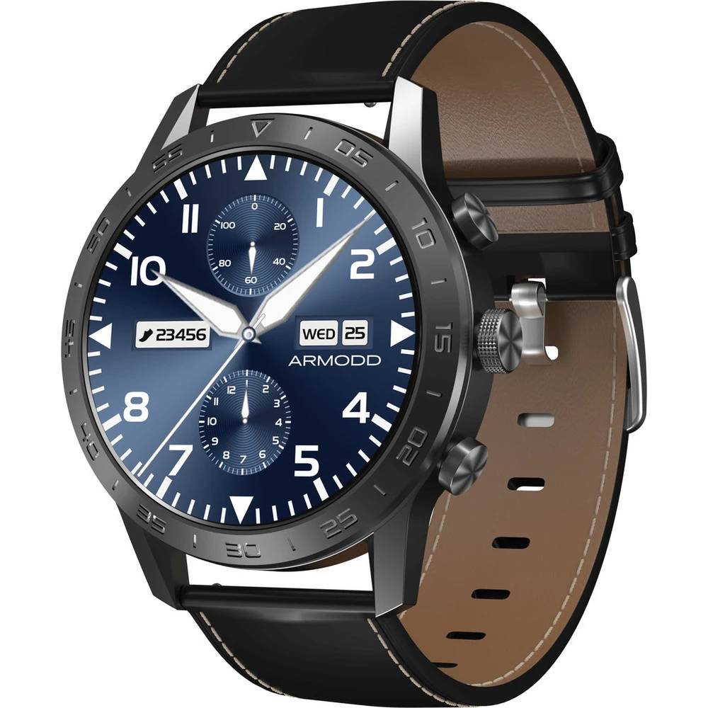 Chytré hodinky ARMODD Silentwatch 4 Pro s černým koženým řemínkem + silikonový řemínek / černá / ZÁNOVNÍ ARMODD imagine noua 2022 4