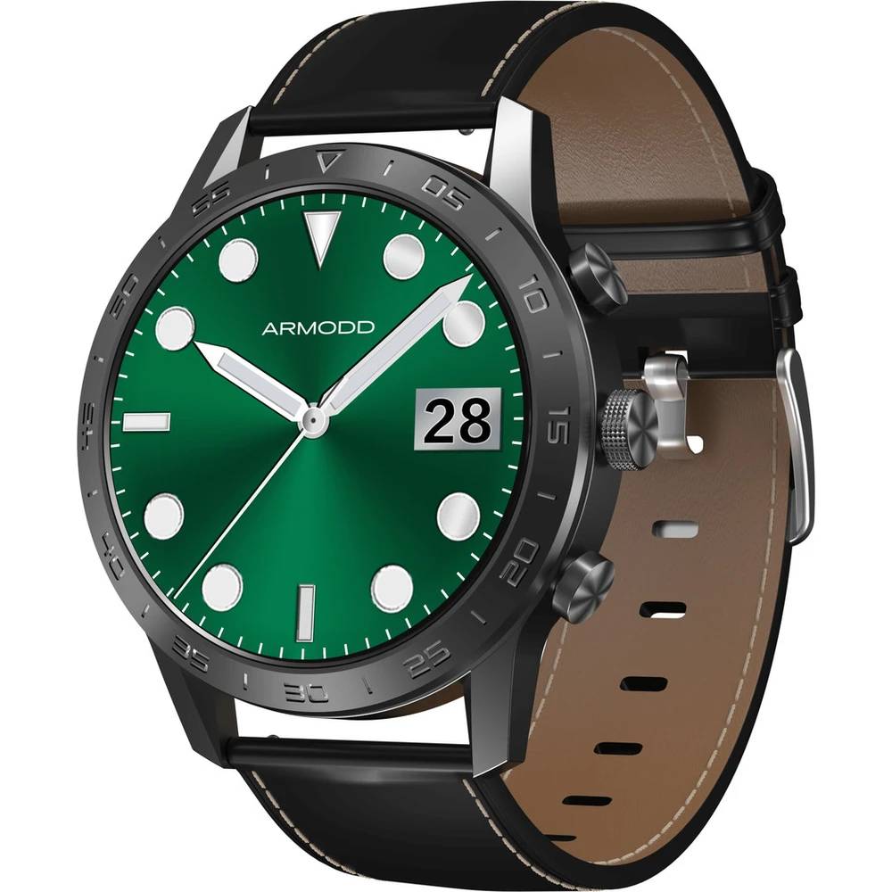 Chytré hodinky ARMODD Silentwatch 4 Pro s černým koženým řemínkem + silikonový řemínek / černá / ZÁNOVNÍ ARMODD imagine noua 2022 5