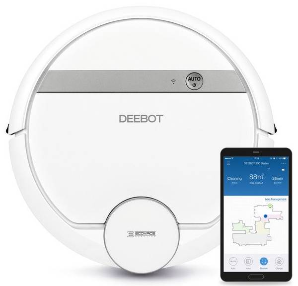 Robotický vysavač Ecovacs Deebot 900 Smart Navi+ / virtuální zdi / Smart Home / OTA / bílá / ROZBALENO