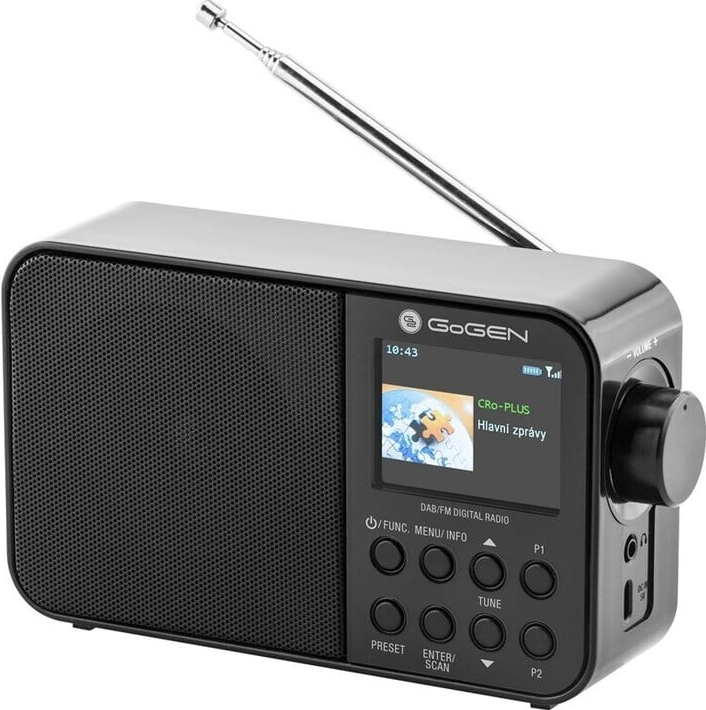Rádio GoGEN DAB 500 BT C / výdrž až 14 hod. / 1 W / LCD displej /  Bluetooth 5.0 / černá / ZÁNOVNÍ
