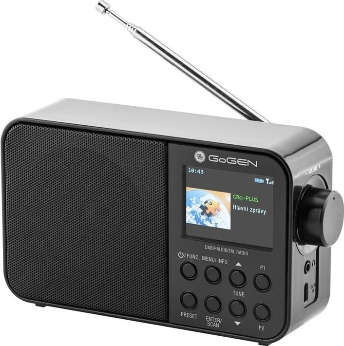 Rádio GoGEN DAB 500 BT C / výdrž až 14 hod. / 1 W / LCD displej / Bluetooth 5.0 / černá / ZÁNOVNÍ