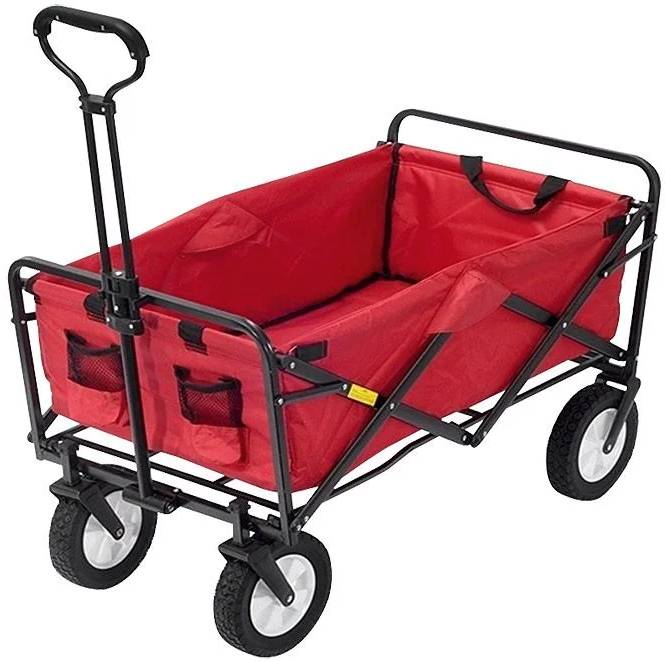 Plážový transportní vozík skládací / nosnost 60 kg / 100% polyester / červená / POŠKOZENÝ OBAL