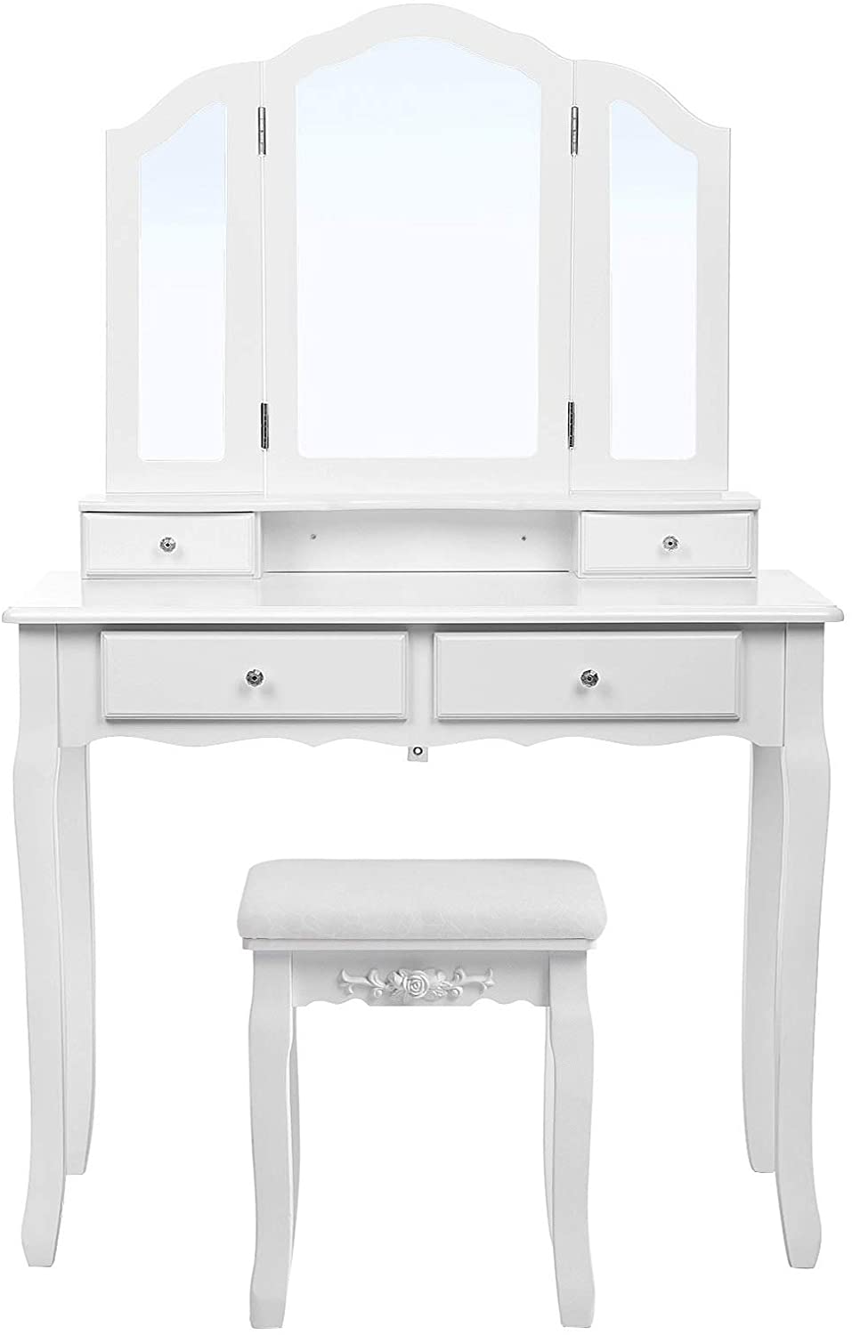 Toaletní stolek Songmics RDT07W / 90 x 40 x 145 cm / bílá / 2. JAKOST