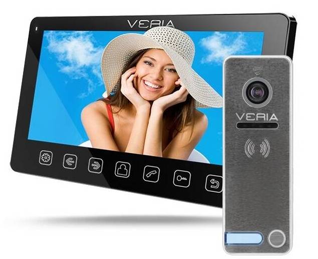 Dveřní videotelefon VERIA set videotelefonu VERIA 7070C + VERIA 230 / S-7070C-230 / 7" / LCD / 12 polyfonních vyzváněcích tónů / černá / ROZBALENO